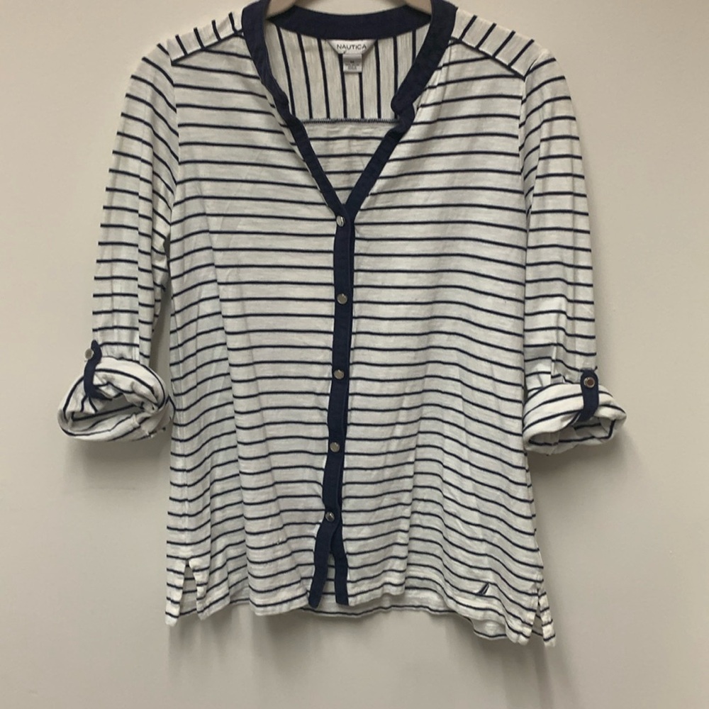 Nautica roll up sleeve blouse